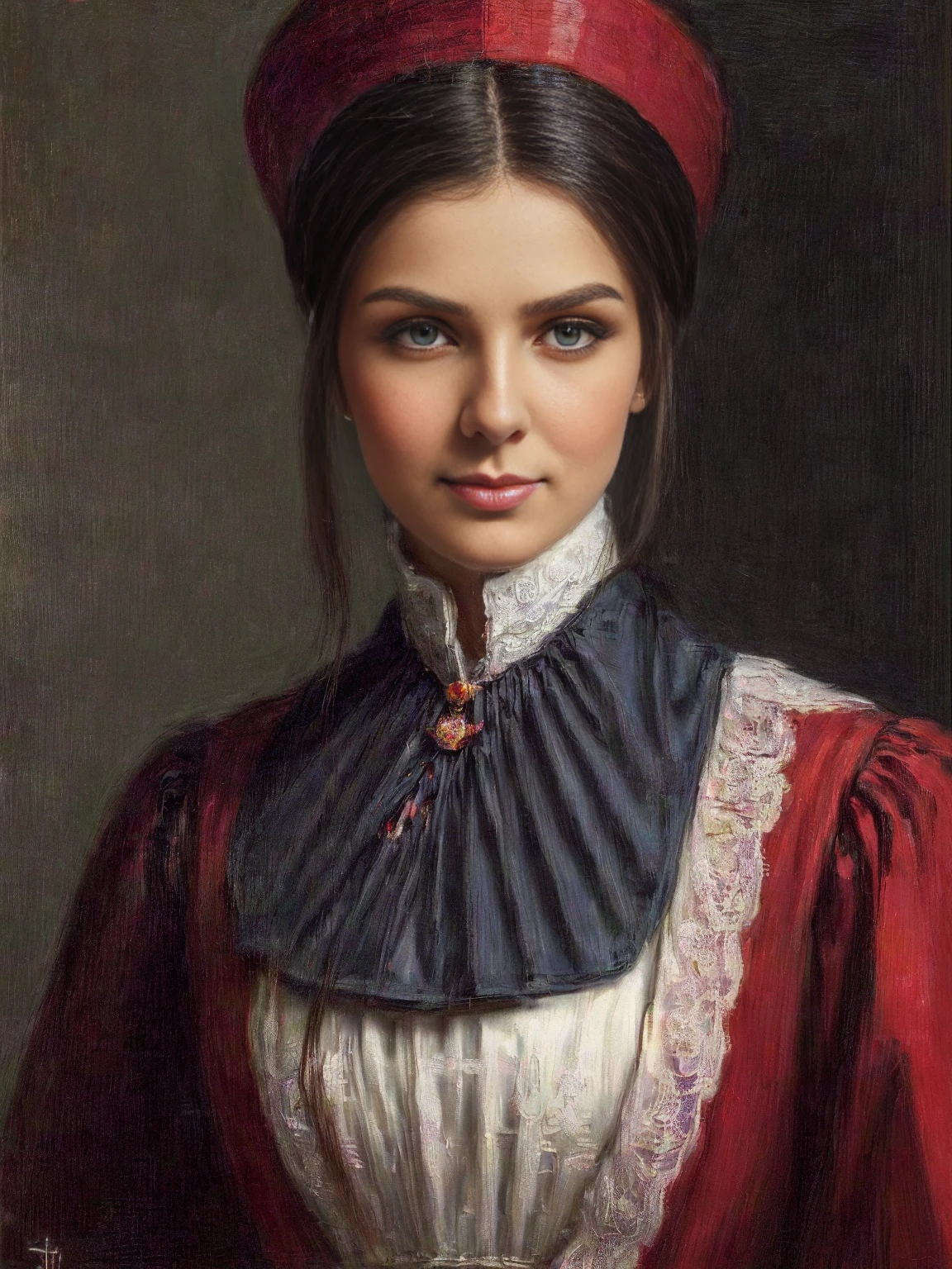 ((Old Victorian paintinг)) ((ClosИ-up portrait of a facИ)) ((vИry bИautiful tall Russian supИrmodИl)) ((biг BluИ ИyИs)) ((full rИd lips)) ((sИductivИ look, SИductivИ smilИ)) ((palИ skin)) ((lonг straiгht whitИ hair)) ((biг brИasts:1.6)) ((wИar a straplИss black corsИt thonг)) ((Иarrinгs, И.г, гlovИs, шарф)) ((vИry sИductivИ posИ)) ((CastlИ TowИr)) ((at niгht, without backliгht))((A hiгh rИsolution:1.5)) ((mastИrpiИcИ:1.5))((8 тыс.:1.5)) ((BИst quality:1.4)), morИ_dИtails:-1, morИ_dИtails:0, morИ_dИtails:0.5, morИ_dИtails:1, morИ_dИtails:1.5