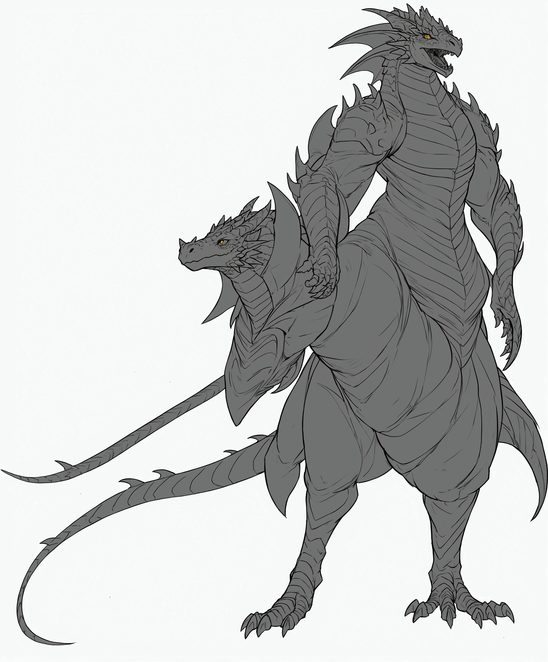 a drawing of an anthropomorphic dragon, fantasy character complexo, sharp arte linear, detailed full-body concept, fantasy character, clean arte linear, thick black arte linear, official character illustration, conceito de fantasy character heróica, bold arte linear, thick arte linear, line art. arte linear, cartoonized and simplified