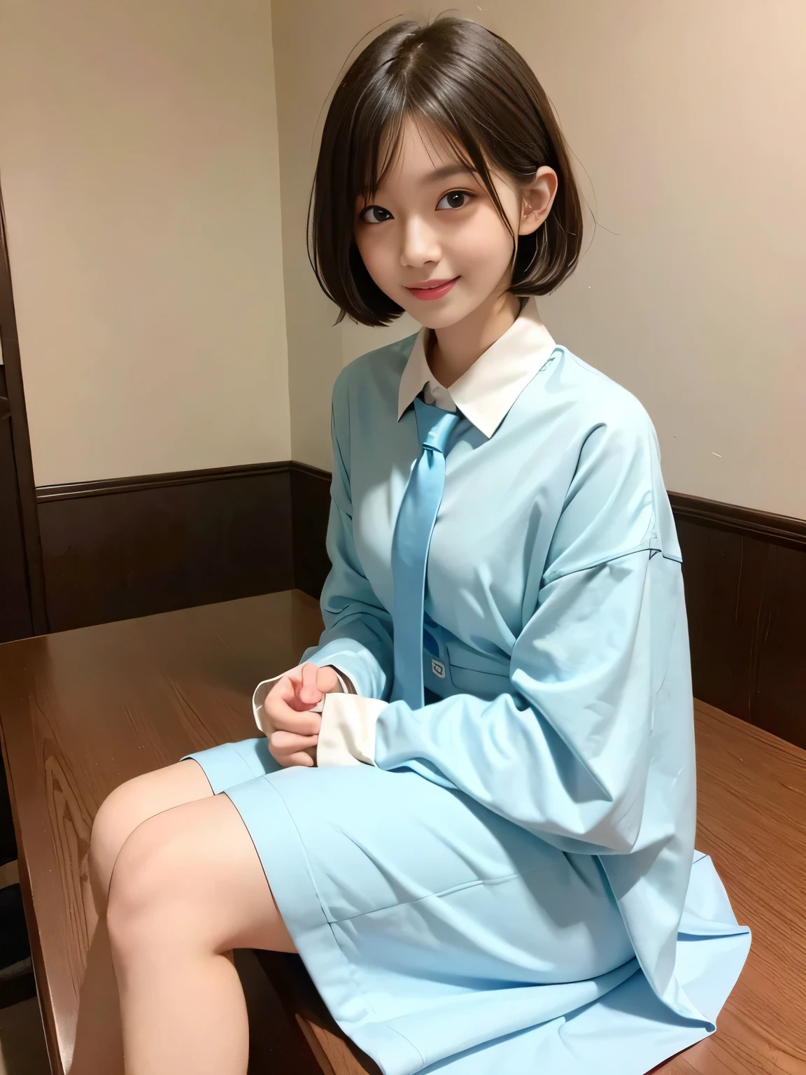 Nogizaka girl ,bob cuts,((Beautiful face)),(grin),Full body