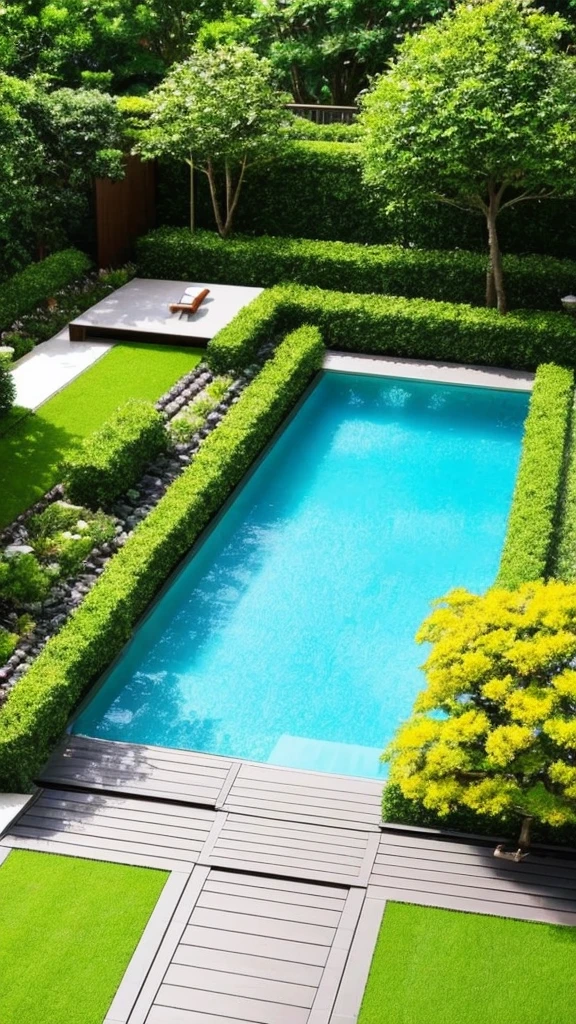 Miniature World、 garden、Pool、road