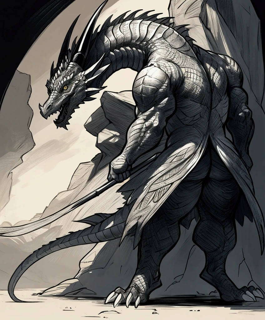 a cartoon drawing of an anthropomorphic dragon, fantasy character complexo, sharp arte linear, detailed full-body concept, fantasy character, clean arte linear, thick black arte linear, official character illustration, conceito de fantasy character heróica, bold arte linear, thick arte linear, line art. arte linear, cartoonized and simplified