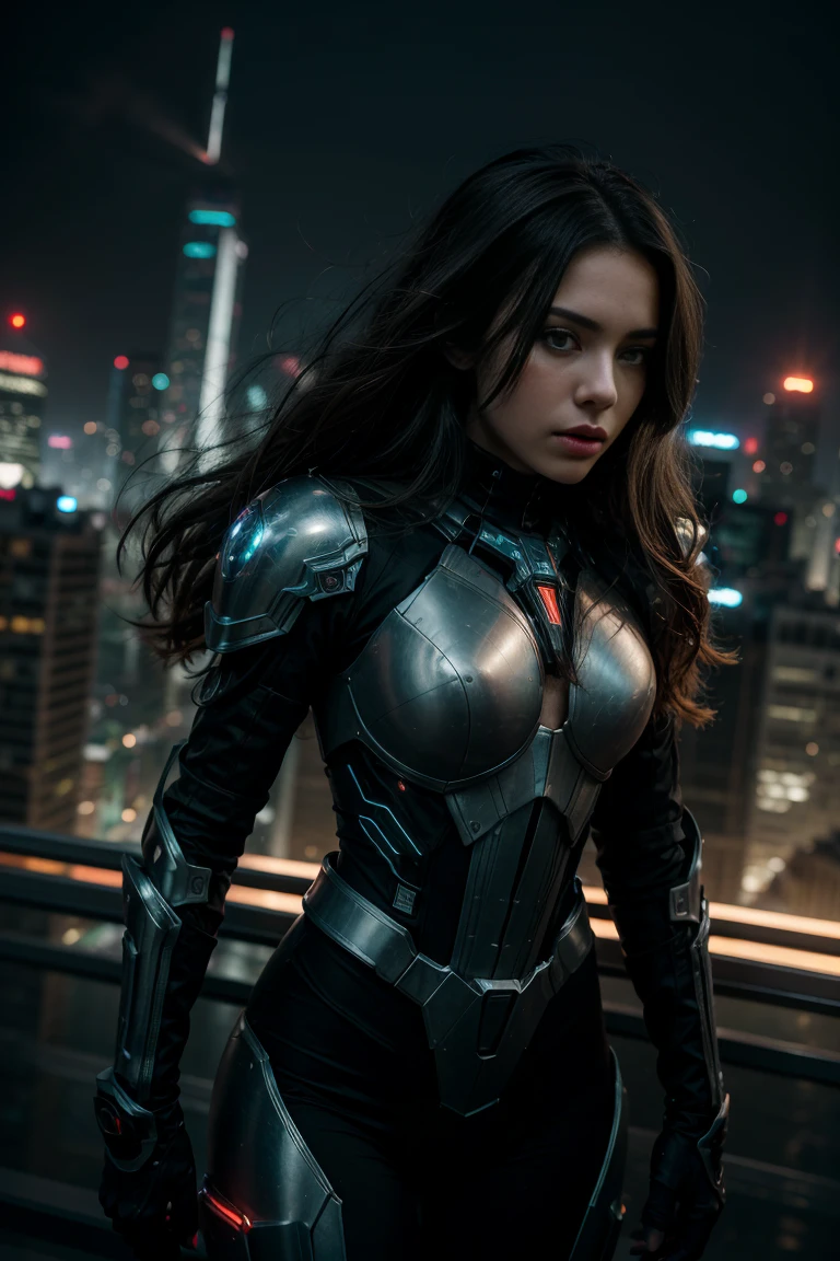 (Highest quality, Ultra HD, 16k, Masterpiece) A photo of a girl riding on top of a massive mecha dragon, overlooking the high skyline of a futuristic metropolis. The scene is a medium to long shot, capturing the girl, the dragon, and the breathtaking cityscape below.
The girl is dressed in a sleek, futuristic outfit, made of form-fitting, metallic materials that glint in the ambient light. Her outfit is both practical and stylish, designed for agility and protection, with intricate patterns and glowing accents. Her hair is flowing freely in the wind, adding to the dynamic and adventurous feel of the scene.
The mecha dragon is a marvel of engineering, with detailed metallic scales, powerful wings, and glowing eyes. The dragon's design is both fearsome and majestic, with advanced mechanical parts and energy cores.
The futuristic metropolis below is a dazzling array of towering skyscrapers, connected by sky bridges and illuminated by countless neon lights. The buildings feature sleek, advanced designs with holographic advertisements and flying vehicles zipping between them. The city is alive with activity, showcasing the blend of advanced technology and vibrant urban life.
The sky above is a deep, twilight blue, with hints of the setting sun casting a warm glow over the cityscape. Drones and airships hover in the air, adding to the sense of a bustling, high-tech world. The horizon is lined with mountains and futuristic structures, creating a stunning backdrop for the scene.
The lighting is dramatic, with the neon lights of the city reflecting off the metallic surfaces of the mecha dragon and the girl's outfit. The interplay of light and shadow emphasizes the textures and details of the dragon, the girl's attire, and the futuristic environment. Zoomed out shot
The overall scene captures the essence of a high-tech, adventurous world. The photo is in HDR, hyperrealistic baroque style, extremely realistic, and photorealistic, capturing a moment of awe and determination