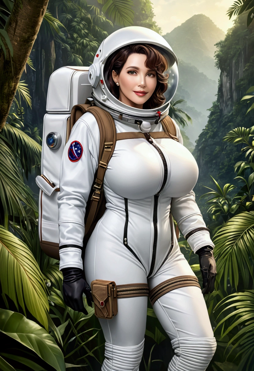 RAW, Best quality, high resolution, masterpiece: 1.3), Maturely charming woman in power ranger suit (iu:0.8), Best quality, high resolution, Masterpiece: 1.3, Alluring milf in power ranger gear, Masterpiece, Seductive smile, Realistic, 1woman, Captivating eyes, Glowing eyes, Parted lips, Gigantic breasts, Full-length, Stunning figure, Aesthetics of maturity, Daring from the jungle, Guardian of mysterious creatures, Observing the terrain, In ambush, Studying the environment found, In ranger clothes, With a large backpack, Detailed outfit,