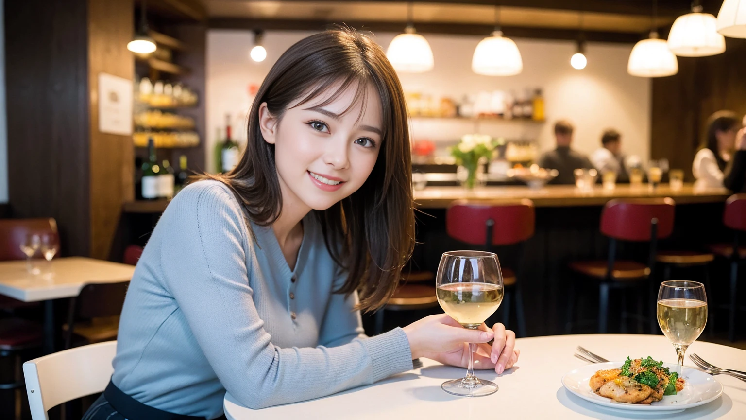 ((Highest quality、8k、masterpiece:1.3))、slimカップル、modelカップル、(Realistic, Intricate details:1.2), full-course dinner、Wine Party、Amazing view of the sunset sky and clouds、A bright smile、The wonderfulness of smile、Bright image、The beauty of wine, Beautiful Face, blue eyes, The light shines on your face, blush, short hair,Bright Face、 (Age 37), 39 years old, red wine 、Appetizers、Italian food、Wine bottle、Champagne、sparkling wine、Two beauties、Brown Hair、Shortcuts、Long sleeve shirt、dress、Beautiful woman 1, (slimな顔), (The body is slim), (Brown Hair), (Shortcuts), cheeks turn a little red,Attractive beauty、restaurant, In a prominent place (From the waist up) Nova Frog Style, actress, model, Upper Body, White wine, slim, wine glass, 中央に置かれたwine glass, smile, (smile: 1.15), Beautiful fine grain, Depth f/2,saturation, High Contrast, Strong light and shadow,Moist Body:1.5、3D texture、Delicate eyes、Brown Hair、The hair is very shiny、