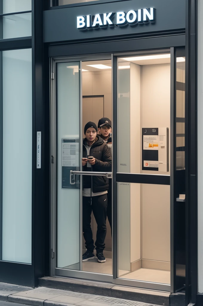 a bank agency with locked doors, inside full of bitcoins
with people desperated to buy outside