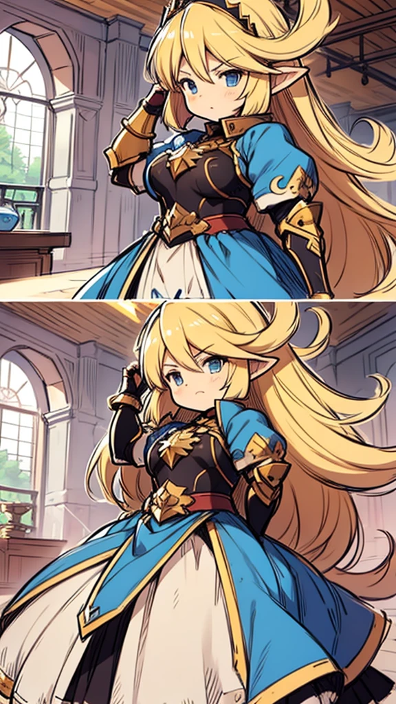 (GBFCHARLOTTA,,sketch,:1.2),blank eye,armor, diadems, Dress, gauntlets,actionpose