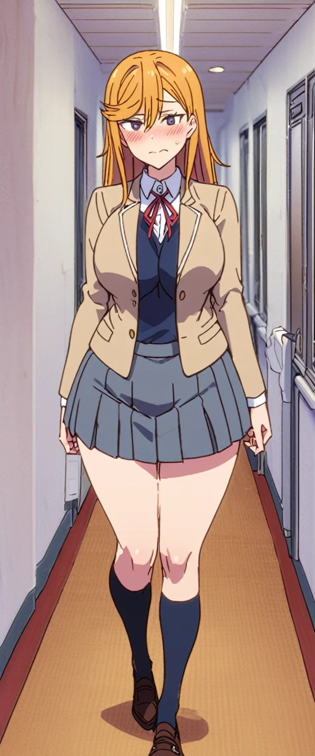 Adult women tall Embarrassed blush Big Breasts Pull up your skirt Female organ Thick pubic hair Pubic hair Corridor of the school building