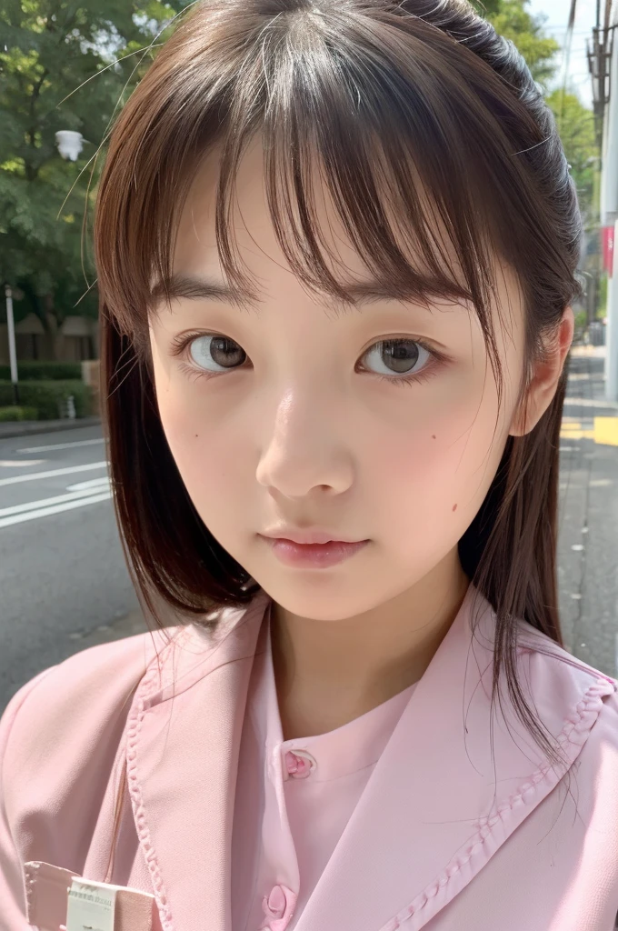 ((highest quality, masterpiece :1.3)), Photorealistic、Ultra-high resolution、Natural skin texture、Hyperrealism、Reflection from the waist up、Beautiful Japanese girl in her early 、One girl、Larger breasts、Pink nurse uniform、Frightened expression、Eyes are unfocused