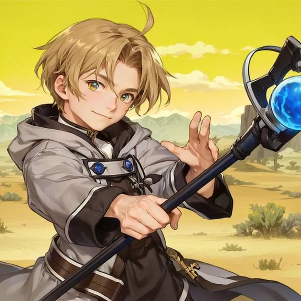 Close-up of a man holding a walking stick in the desert, Kirito, isekai, popular Isekai anime, Mushoku Tensei, Key Anime Art, Sword Art Online, Official Art, The final exile, The final exile anime, SAO-style anime, Thin young male alchemist, Silver, Key Visual, Keqing of Genshin Impact, Pin on anime