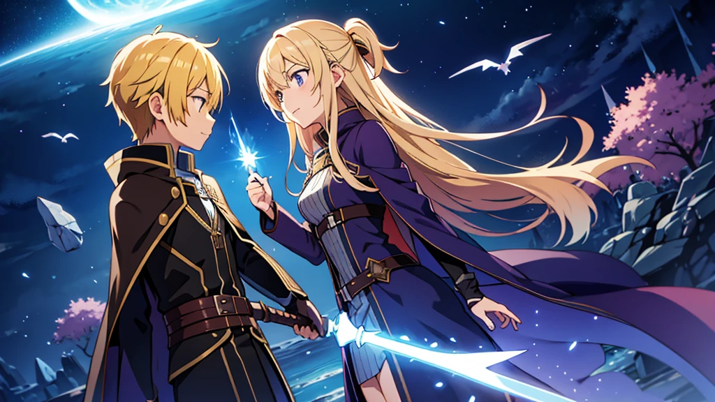 Different world、Fantasy、Wizard with a wand、main character、Blonde、Kirito
