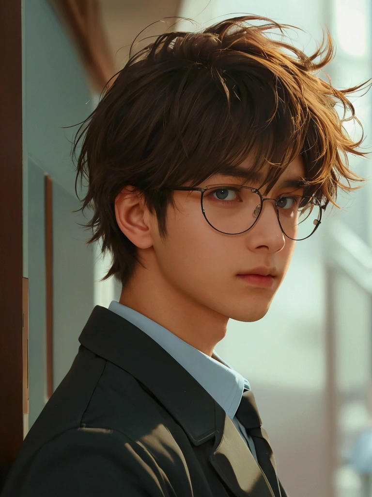 Medicine student ,2nd year , cool , hunk, messy brown hair , in university,uniform