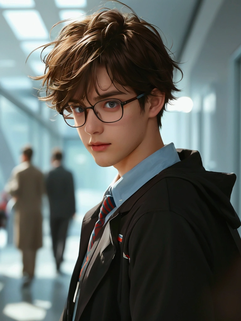 Medicine student ,2nd year , cool , hunk, messy brown hair , in university,uniform