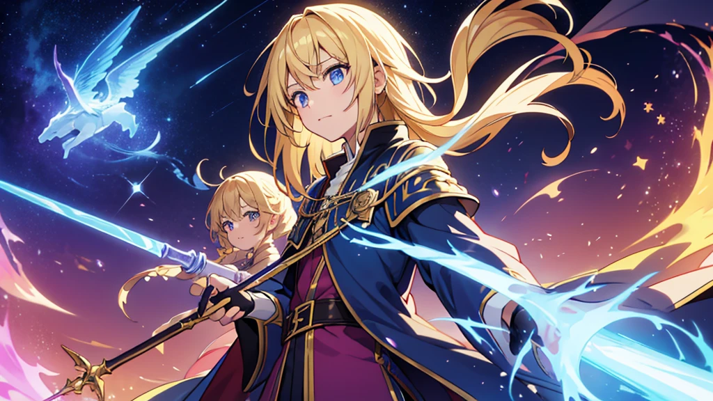 Different world、Fantasy、Male wizard with a wand、main character、Blonde