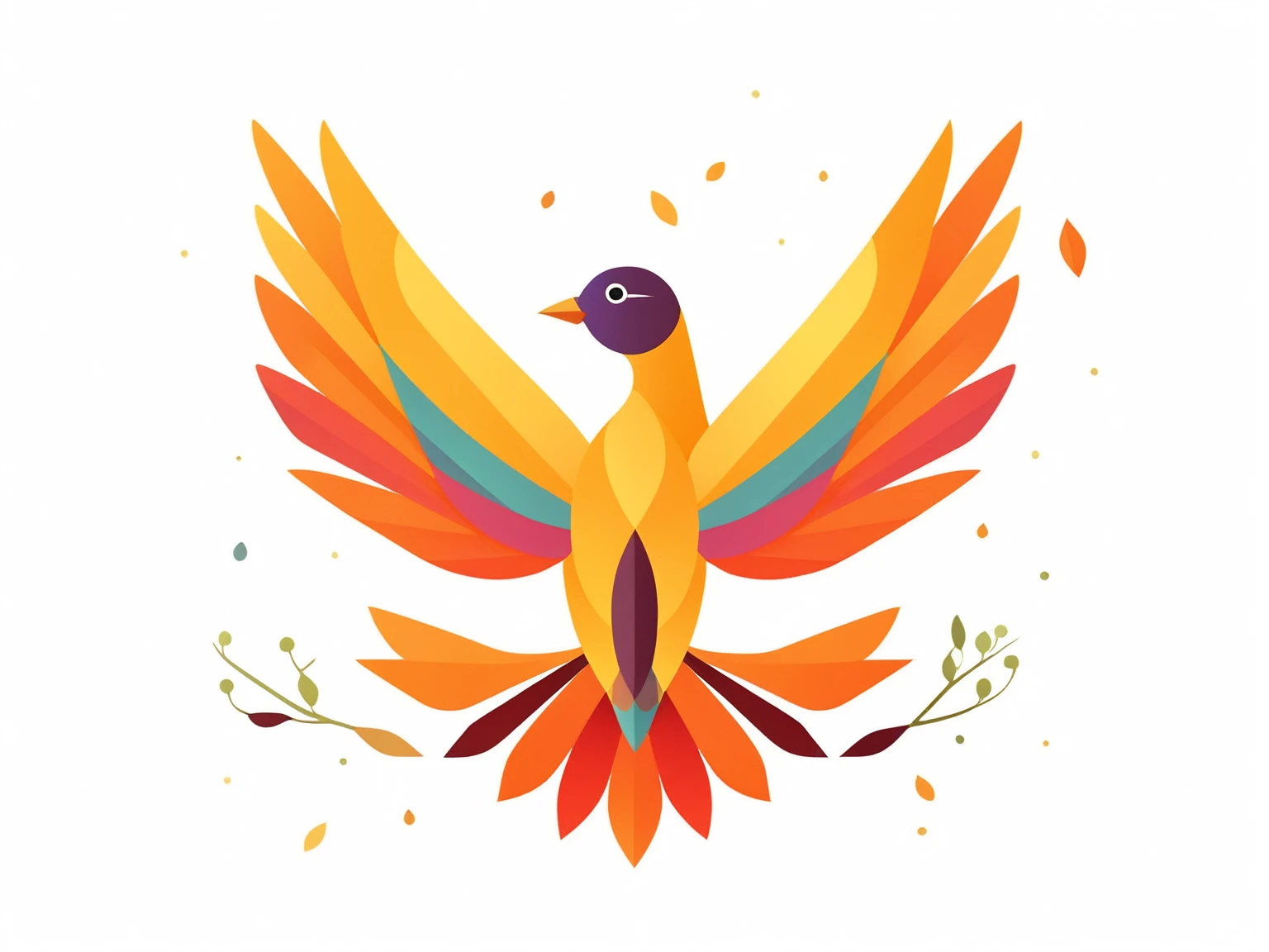 A beautiful stylized bird, minimalist geometric bird, flat design bird, abstract bird, simple bird silhouette, low poly bird, bird made of shapes, bird illustration, bird artwork, bird digital art, bird vector graphic, bird icon, bird logo, bird pattern, bird symbol, bird motif, bird minimalist, bird geometric, bird modern, bird contemporary, bird abstract, (best quality,4k,8k,highres,masterpiece:1.2),ultra-detailed,(realistic,photorealistic,photo-realistic:1.37),vibrant colors,clean lines,minimalist style,flat colors,simple shapes,graphic design,digital illustration,vector art