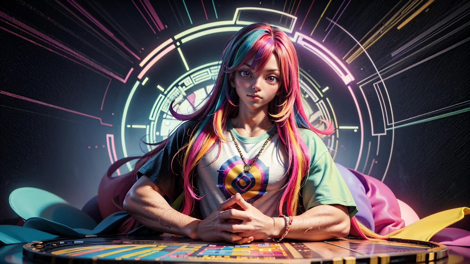 A colorful boy  cartoon character illustration of the Buddha meditating on top with his hands spread out in front, wearing an oversized t-shirt that says " PACIbuffyforce Bnett babe" , surrounded by bitcoin coins and trading charts,, perfect details, smooth lines, high resolution, high quality, high detail, high definition, bright colors, vivid colors, colorful background. A poster for stock market, colorful background, trending on artstation, colorful, colorful digital art, colorful, colorful digital art, colorful digital art, colorful digital art, colorful digital art, colorful digital art, colorful digital art, colorful digital art, colorful digital art, colorful digital