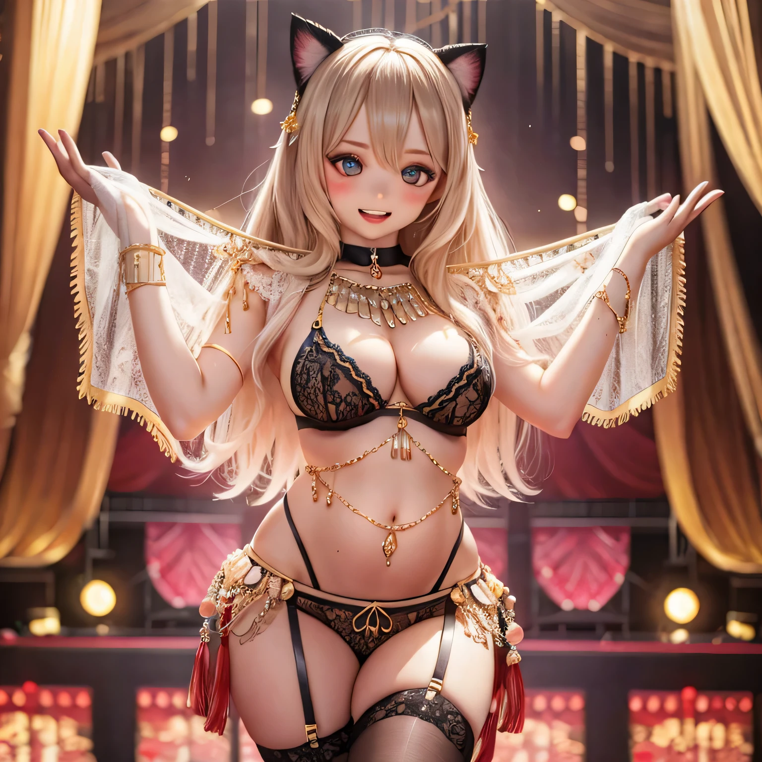 A girl with a Sexy pose, wearing sexy lingerie and a garter belt, cat girls'girl'Her large breasts are hidden in her underwear.........: 140cm Bar Stage Voluptuous Body(((((hug my chest)))))
Nipples White Hair Huge Breasts Captivating Smile Tags: Sexy pose, Detailed face, Expressive eyes, Lips become thicker, beautiful girl, Feminine charm, Captivating Gaze, Captivating smile, Confident posture, sexy lingerie, Lace details, Exquisite garter belt, Silk Fabric, Warm lighting, Captivating color palette, Exquisite detail, Playful expressions (((((Belly dancing on stage)))))