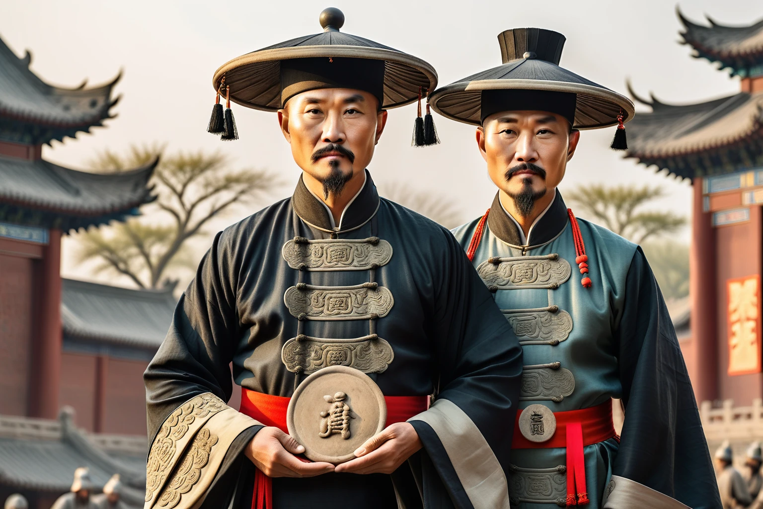 Title Description：Based on real history，Recreate the image and scenes of Bao Zheng in the Song Dynasty。

Pattern Creativity：

Bao Zheng in official uniform，Wearing a black gauze hat，Holding official seal，The look is majestic。
