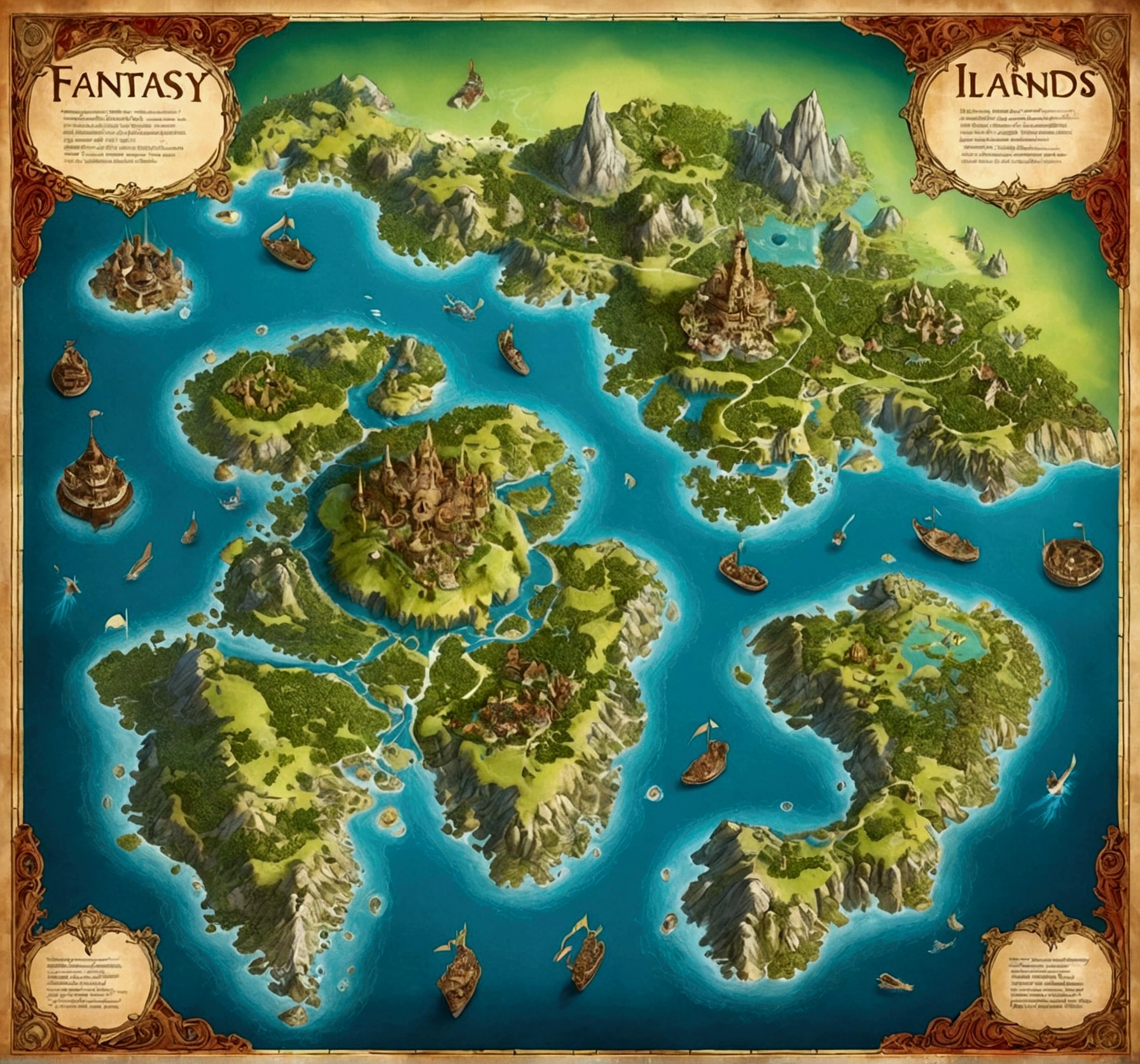 Map of a large fantasy world with many islands