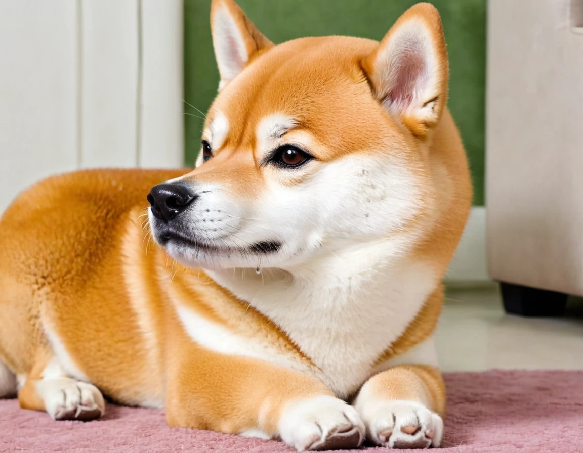 Shiba Inu playing a prank:Chewing on shoes or slippers。