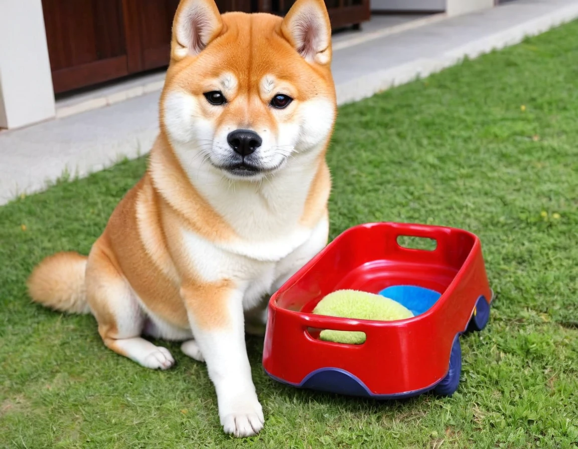 Shiba Inu playing a prank：Chewing on shoes or slippers。