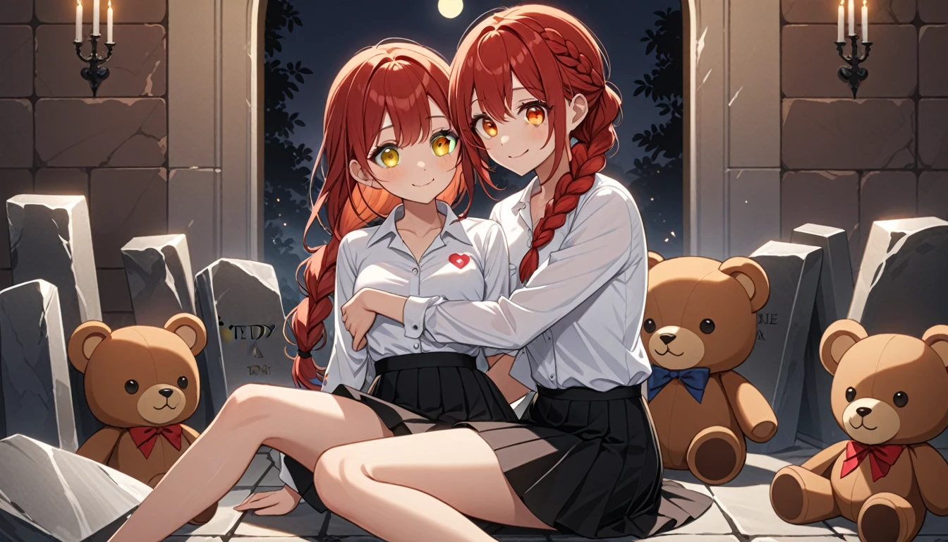 hand, hand, long hair, รอยsmile, smooth, small breasts, (yellow eyes:1.2), braid, red hair, braided ponytail, big eyes,นั่วHug a teddy bear,sexy,full body,Sitting position,Hug a teddy bear,smile,flirt,grave background,ผี
Take a break shirt, long sleeve, white shirt, dress shirt, skirt, black skirt, It's official., suit, black nightie, lady,
Take a break (Masterpiece:1.2), best quality, high resolution, Harmony wallpaper 8K, (illustration:0.8), (Beautifully detailed eyes:1.6), Very detailed face, perfect lighting, The CG is very detailed., (handที่สมบูรณ์แบบ, perfect anatomy),