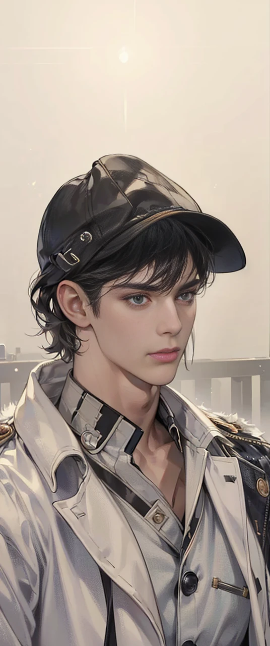 (best quality, masterpiece, 8 thousand, realistic, cinematic lighting, 1:4 HDR images, very detailed, beautiful photoature man, very handsome, ((cold expression)), black short hair, black eye, A perfect face without any mistakes, ((Buttoning my jacket, chief executive))