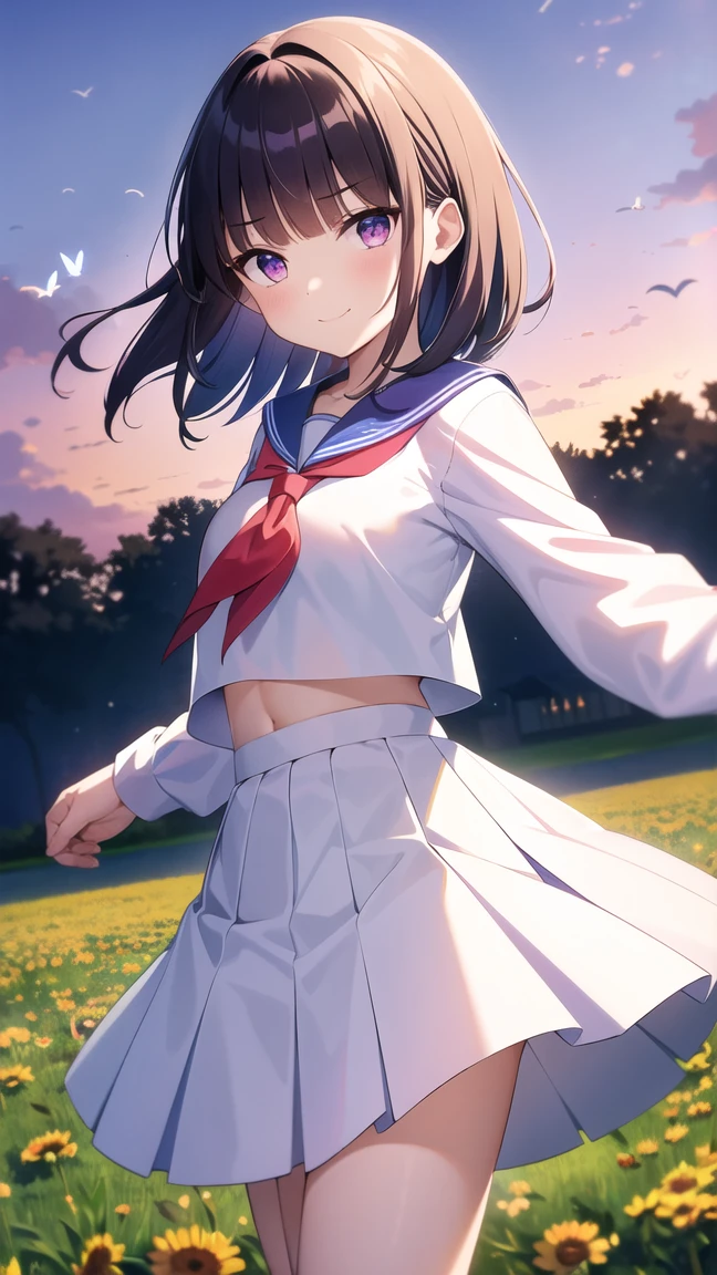 masutepiece、Ultra-high definition animation quality、Perfect limbs、Natural light、show stage、school classrooms、25-years old、girl with、Pretty Face、Blue eyes、big eye、half-opened mouth、brown haired、short-hair、straight haired、Red cheeks、pink sailor suit、Pleated mini-skirt、Skirt flipping in the wind、white panty、FULL BODYSHOT、low angle shot