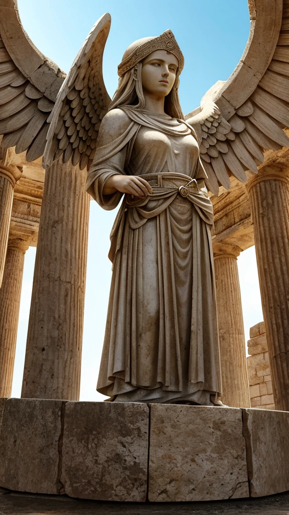 Statue of Goddess Athena.Parthenon on the Acropolis in Athens.Ancient Greek art, with its high artistic attainments and aesthetic pursuits,Become a model of Western classical art,The influence continues to this day。(best quality:1.2), (High resolution:1.2), (beautiful face and eyes:1.2), (sharpest focus:1.2), (Hyper-realistic photos:1.2), (Super accurate photos:1.2), (Depth of Field:1.2), (perfect anatomy:1.2),