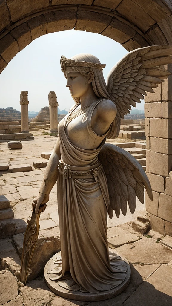 Ancient city , Bible era, angles ,intimidating , display , circle protecting a  , guardian angel 