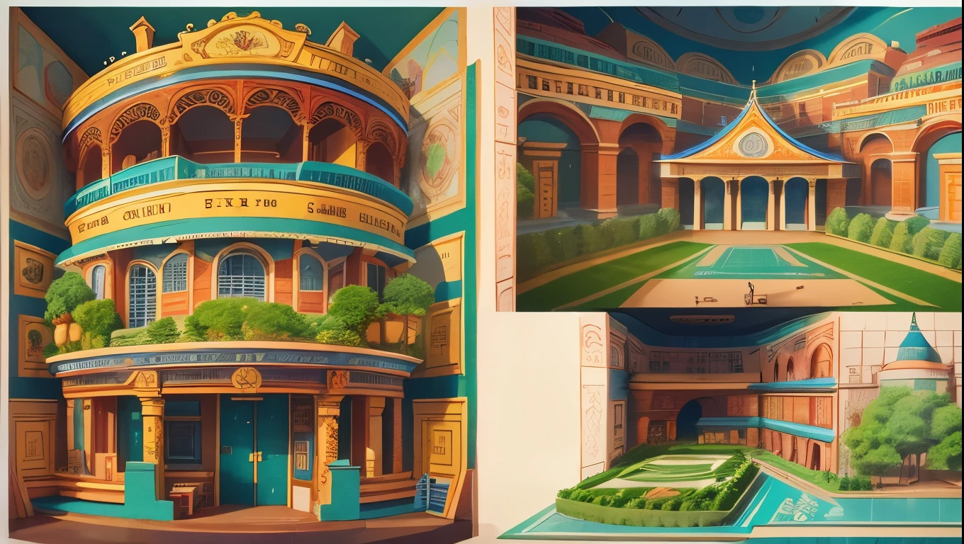 (Pop-up Books:1.5),(Stadium),(Colorful、Highest quality、Attention to detail、masterpiece、Folk art、Cinematic Lighting Effects、4K、Chiaroscuro)