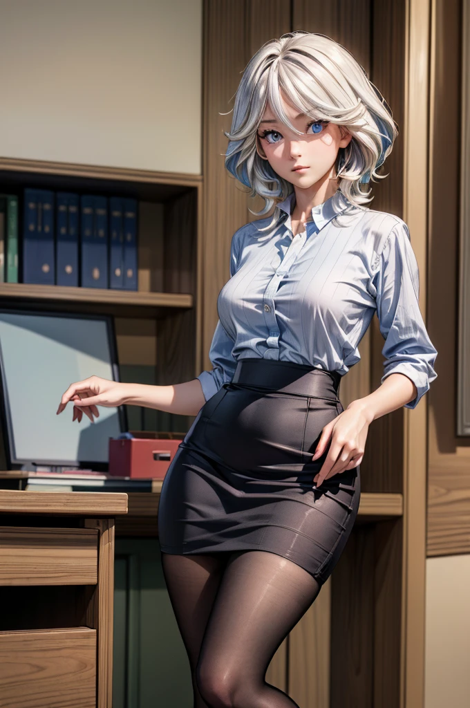 (((masterpiece))),(((High resolution)))、(((8K)))、(((perfect face)))、(((beauty of japan)))、25 years old、(((beautiful face))), (((office))), (((shirt))), ((pencil skirt)), ((tights)), embarrassed look, look at the camera, top quality eyes, detailed texture, look at the camera, all body, big , Married woman, cool women, (((high resolution eyes)))