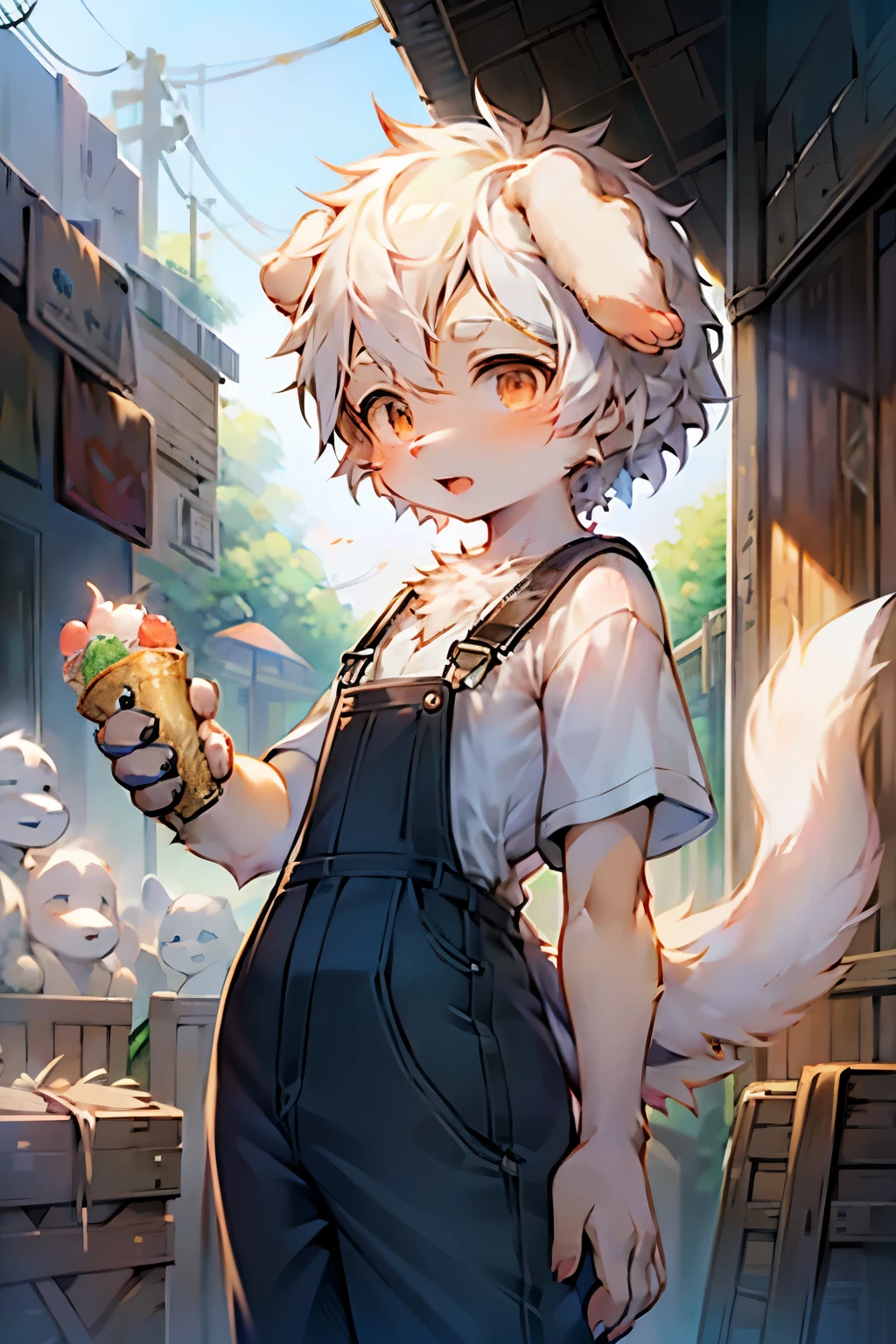 Floppy Dog Girl，Furry girls，Infant and child characteristics，Short sleeve，Overalls，