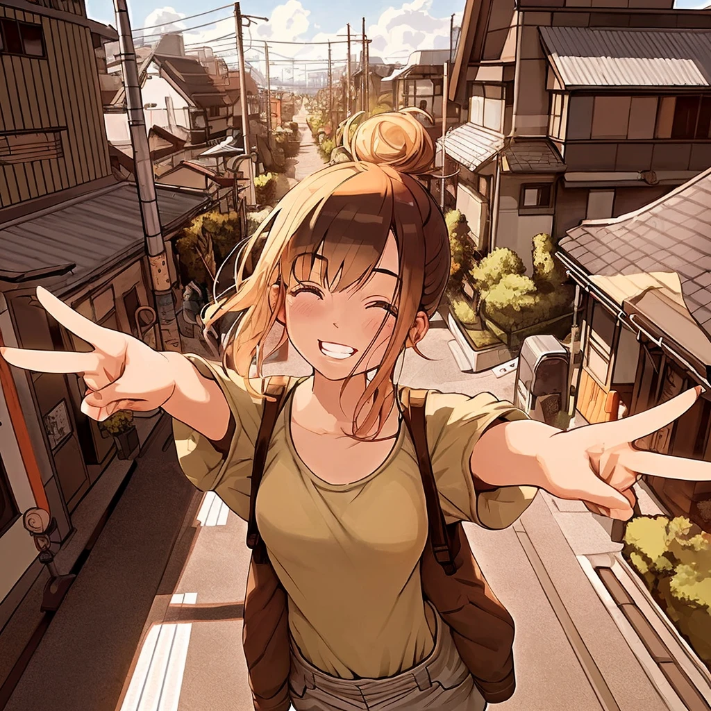ultra-high resolution, 8k, Detailed image quality, cartoon-style illustration, training wear, short pants, stoop, Greetings with a Raise both hands and wave, fitness gym