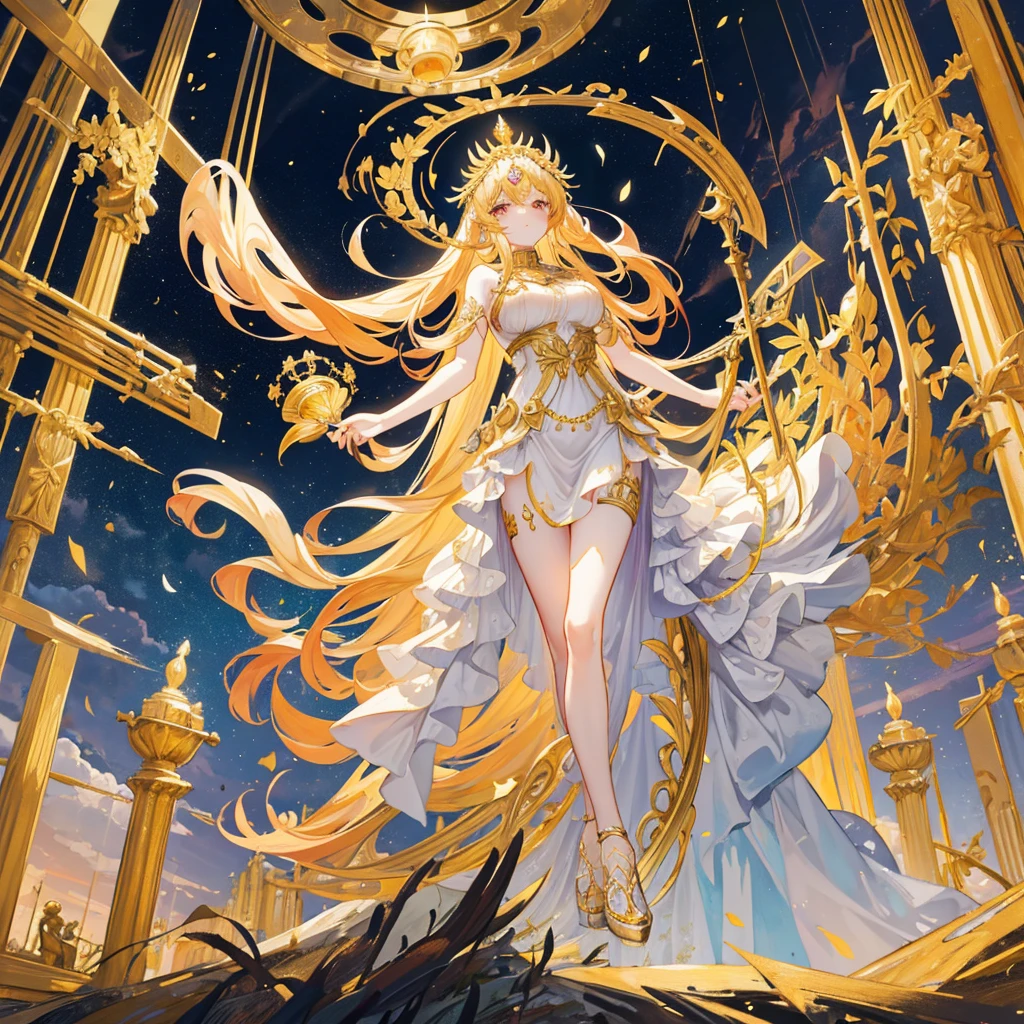 Blonde noble woman  naked above the palace