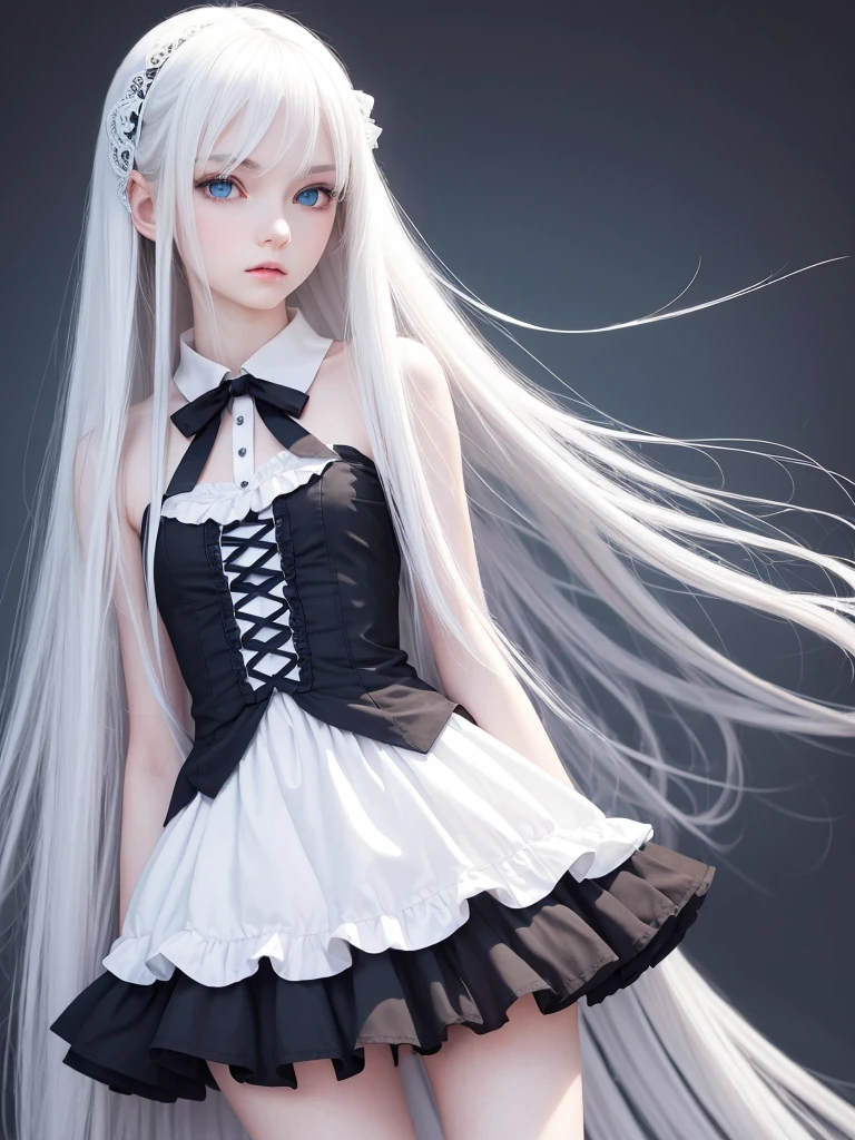 (Masterpiece, Best Quality, High Resolution: 1.2), 1 Girl, Long Hair, Solo,Ahog, Bunny Girl, White Hair,red eyes
