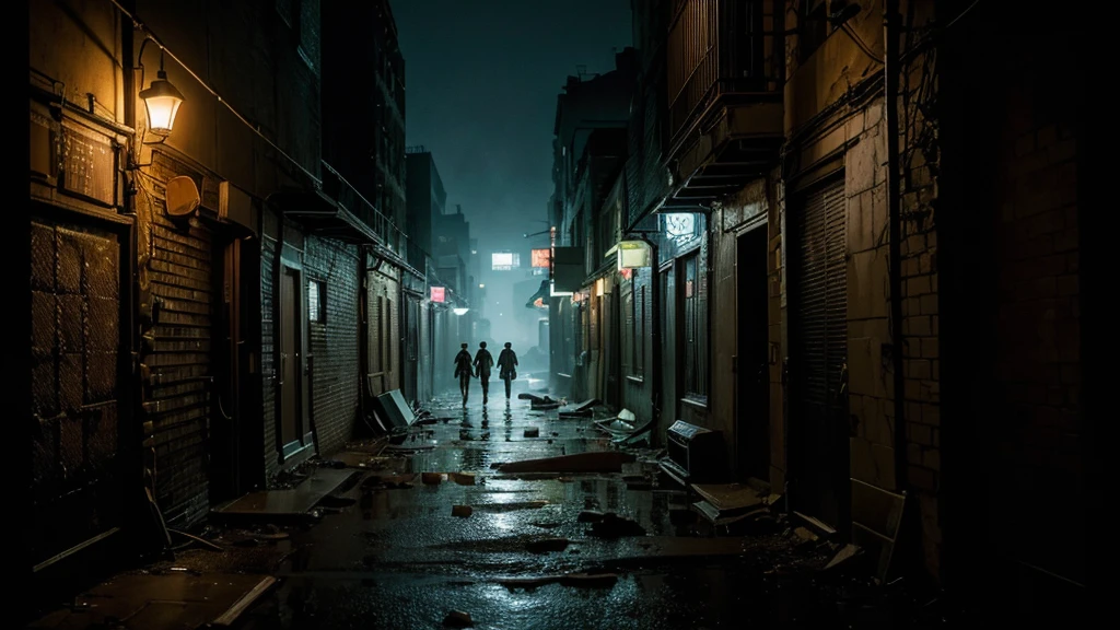 (Highest quality, High resolution, Realistic:1.2),(dark, Mysterious Room),(evening, eveningの雰囲気),(Retreat),(Secret places),(A ruined world),(intense, Suspenseful),(Cornered),(New York Alleyway),(Desolate cityscape),(The pursuers are closing in),(Hide your pursuer),(Beautiful view outside the window),(A terrifying moment)