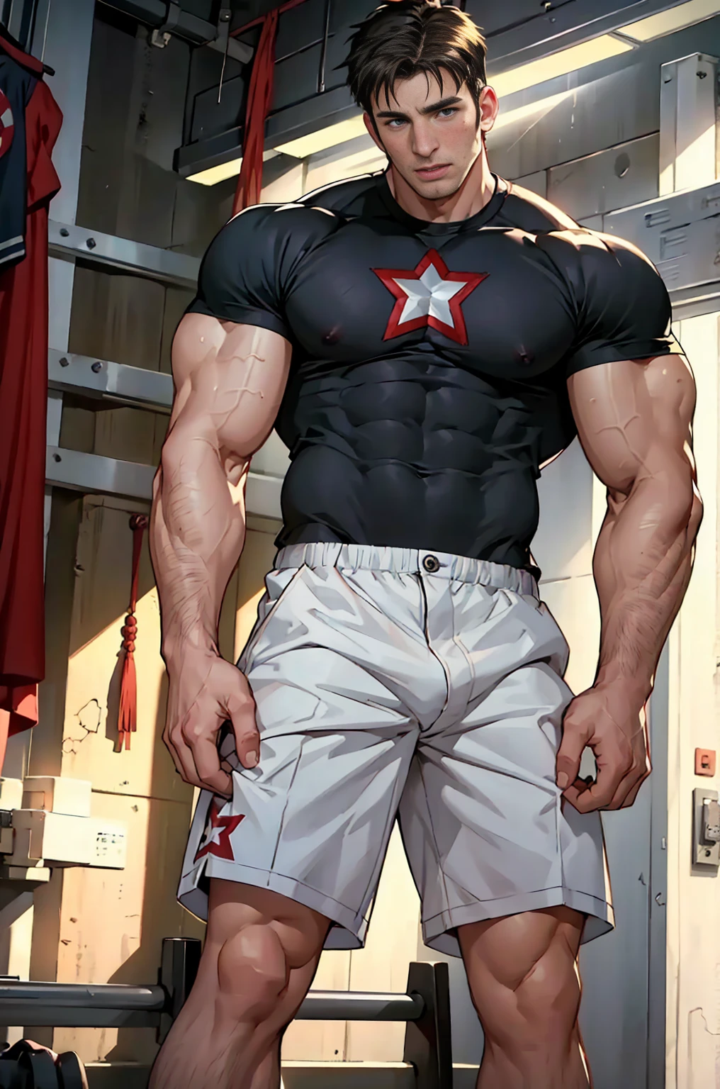 nsfw,A hot, tall, muscular man., Chris Evans faced, Chris Evans pictures, tall body, sexy body, big cock