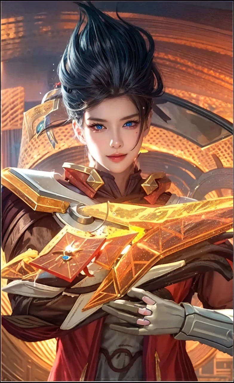(national foundation),(((off-the-shoulder shirts))),masterpiece, (masterpiece, best quality, high resolution), Anime Wind, Colorful background, acrylic paint, ((splash of color, splash ink, splash of color)), best quality, 1 girl, (rich and colorful),(Exquisite eyes and face), Red Half-rimmed Glasses，wear glasses，huge ，Volumetric light, Ray tracing, Half-length photo ,Extremely detailed CG unified 8k wallpaper,alone,Smile,((Fly petals)),fantasy, wind, magic sparks, blue hair，semi long hair，Blue eyes