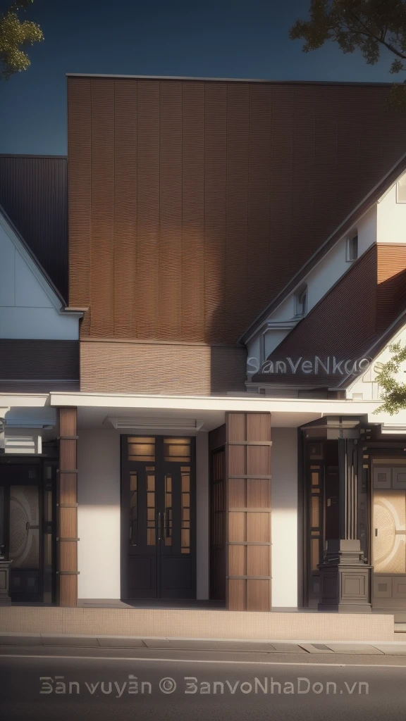 villa house, tree, steet , modern house