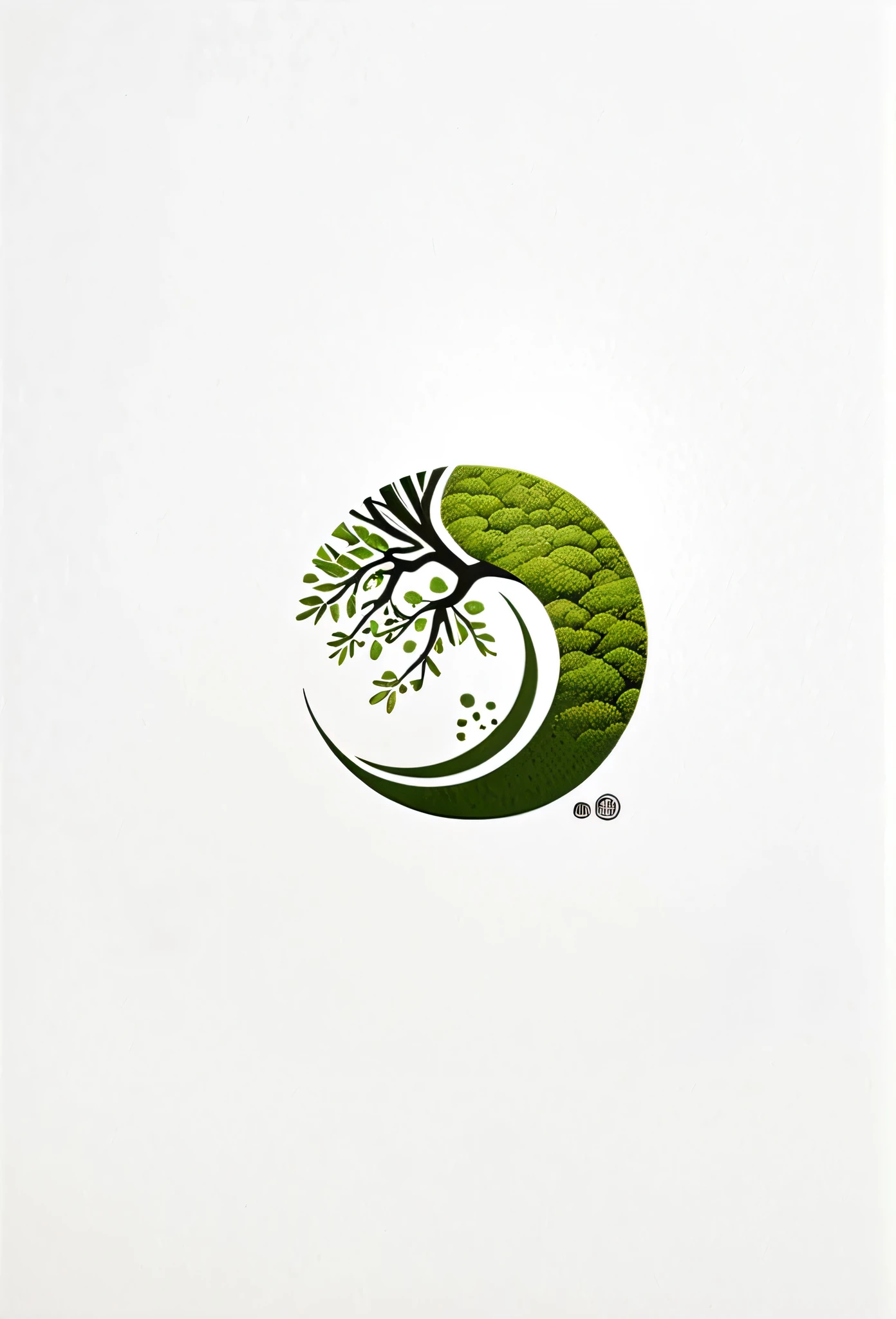 Fashionable logo marks of Japanese landscape companies

 A cool logo that looks like a landscaping company

 Pretty cool
 Stylish design
 chic and modern design

 The logo is mainly white and the pattern is moss green

 White background