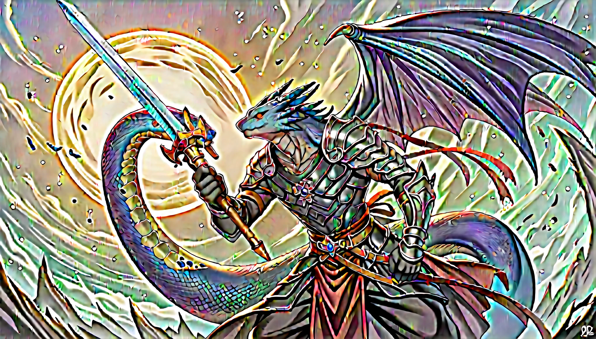 a man standing in front of a giant snake with a sword, detailed 2D fantasy digital art, 2D fantasy digital art, epic fantasy art style, detailed game art illustration, anime fantasy illustration, blue scaled dragon, epic video game art, Epic fantasy digital art style, trends on artstation pixiv, epic fantasy style art, detailed anime digital art