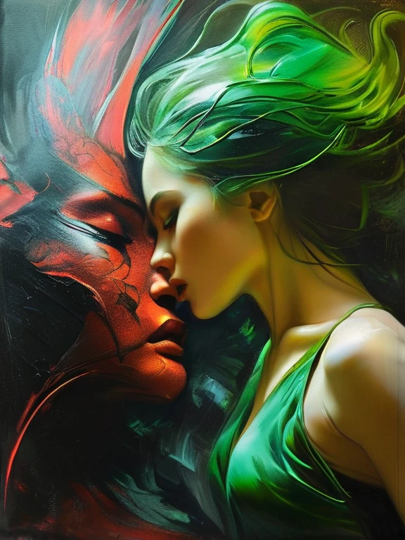Charcoal and chalk drawings. colorful, sketch, chiaroscuro, darkness,
concept art, wide angle, side view, fantasy style. Depict a hyper-detailed, gelatinous and ever-changing character, colored in vibrant shades of green to highlight his malleable nature. The character is captured in mid-motion, which is an example of a flexible and resilient fighting style. It should embody an amorphous and dynamic form with visual cues reminiscent of fluid vibrations. Emphasize the unique artistry and dynamism of movements that create the impression of flexibility of the fighter.
Anna Razumovskaya, Casey Baugh, Antonio Mora, Aminola Rezai, Giovanni Boldini, art,