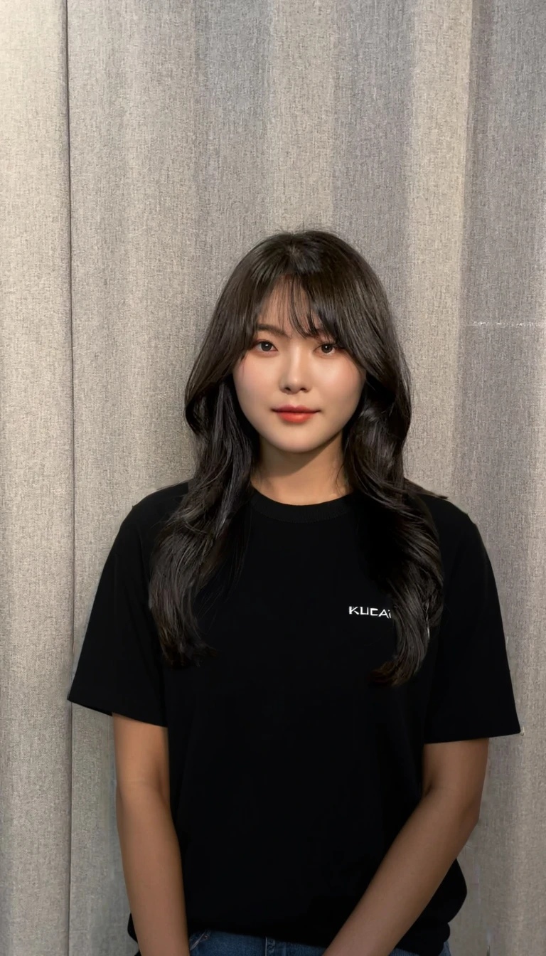 Best Quality, 8k, Masterpiece, (Portrait: 1.3), (photo realistic:1.4), (hyper realistic:1.4), Sharp Focus, looking at viewer, (smoother lighting:1.1), (increase cinematic lighting quality:0.9), realistic lighting, backlighting, light on face, ray trace, (brightening light:1.2), (Increase quality:1.4), sharp detail, (best quality real texture skin:1.4), finely detailed eyes, black_eyes, finely detailed face, 25 year old Korean woman, (white blouse:1.4), (Create an image maintaining the original base model hairstyle:1.5)