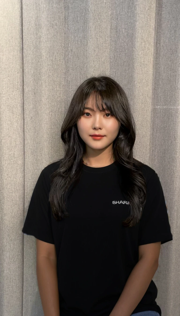 Best Quality, 8k, Masterpiece, (Portrait: 1.3), (photo realistic:1.4), (hyper realistic:1.4), Sharp Focus, looking at viewer, (smoother lighting:1.1), (increase cinematic lighting quality:0.9), realistic lighting, backlighting, light on face, ray trace, (brightening light:1.2), (Increase quality:1.4), sharp detail, (best quality real texture skin:1.4), finely detailed eyes, black_eyes, finely detailed face, 25 year old Korean woman, (white blouse:1.4), (Create an image maintaining the original base model hairstyle:1.5)