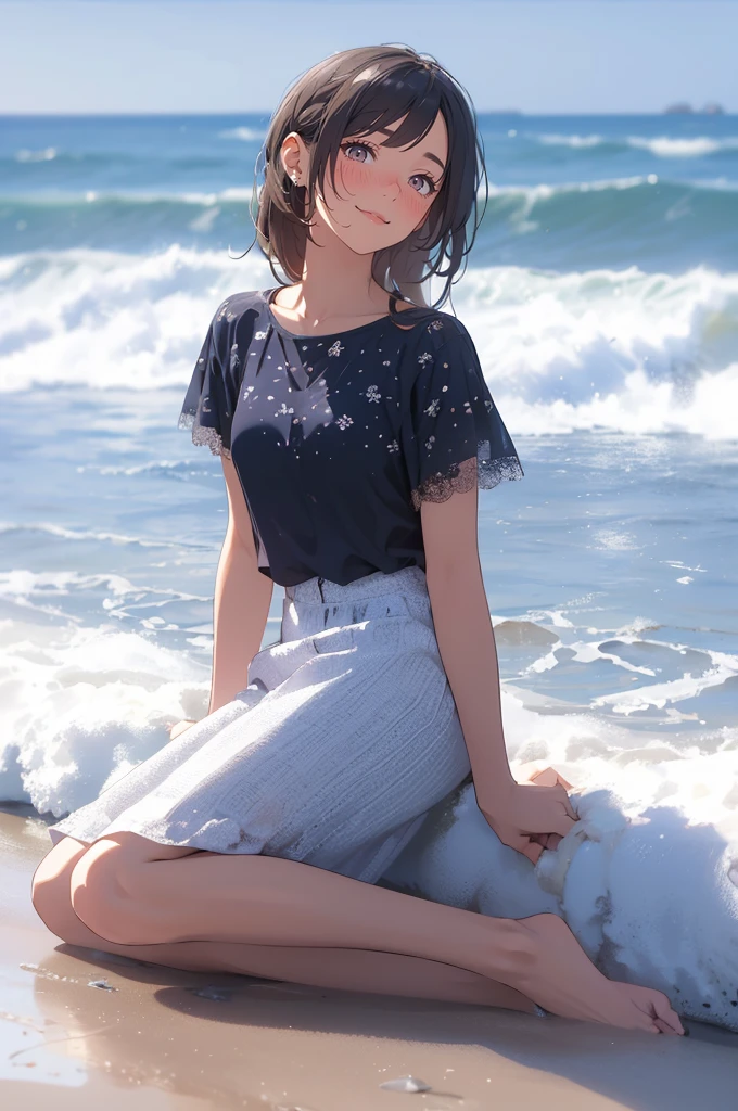 (masterpiece), (best quality), (ultra-detailed), (best illustration), (best shadow), (absurdres), Female, 25 years old, looking at viewer, steam, shy, nose blush, nsfw, medium breasts, light smile,