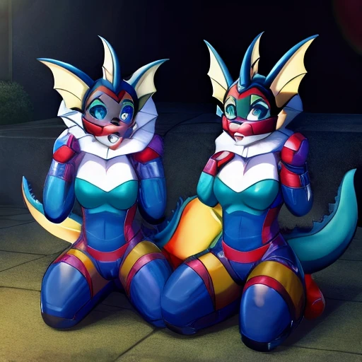 Nessa and vaporeon inside bitchsuits