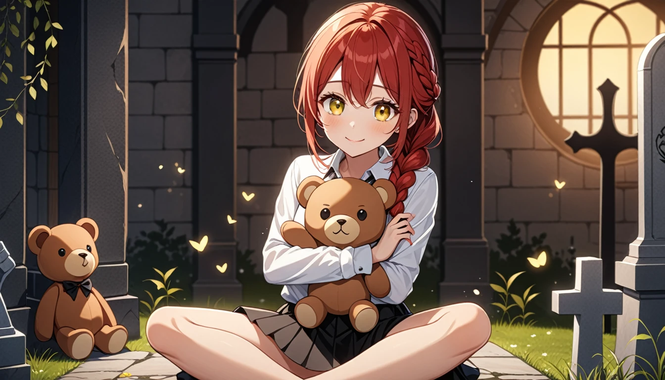 hand, hand, long hair, รอยsmile, smooth, small breasts, (yellow eyes:1.2), braid, red hair, braided ponytail, big eyes,นั่วHug a teddy bear,sexy,full body,Sitting position,Hug a teddy bear,smile,flirt,grave background,ผี
Take a break shirt, long sleeve, white shirt, dress shirt, skirt, black skirt, It's official., suit, black nightie, lady,
Take a break (Masterpiece:1.2), best quality, high resolution, Harmony wallpaper 8K, (illustration:0.8), (Beautifully detailed eyes:1.6), Very detailed face, perfect lighting, The CG is very detailed., (handที่สมบูรณ์แบบ, perfect anatomy),