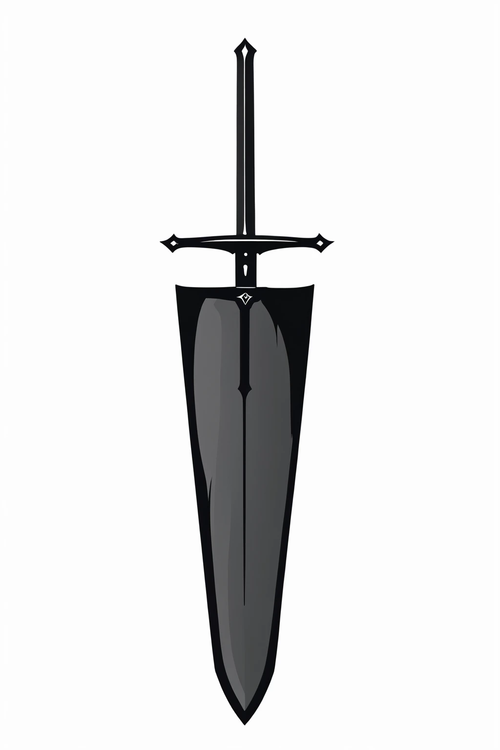 there is a black and white picture of a sword with a black handle, sword design, black rustic iron sword, an evil sword, large sword, basic steel sword, grudge sword, horror design, rustic pattern,