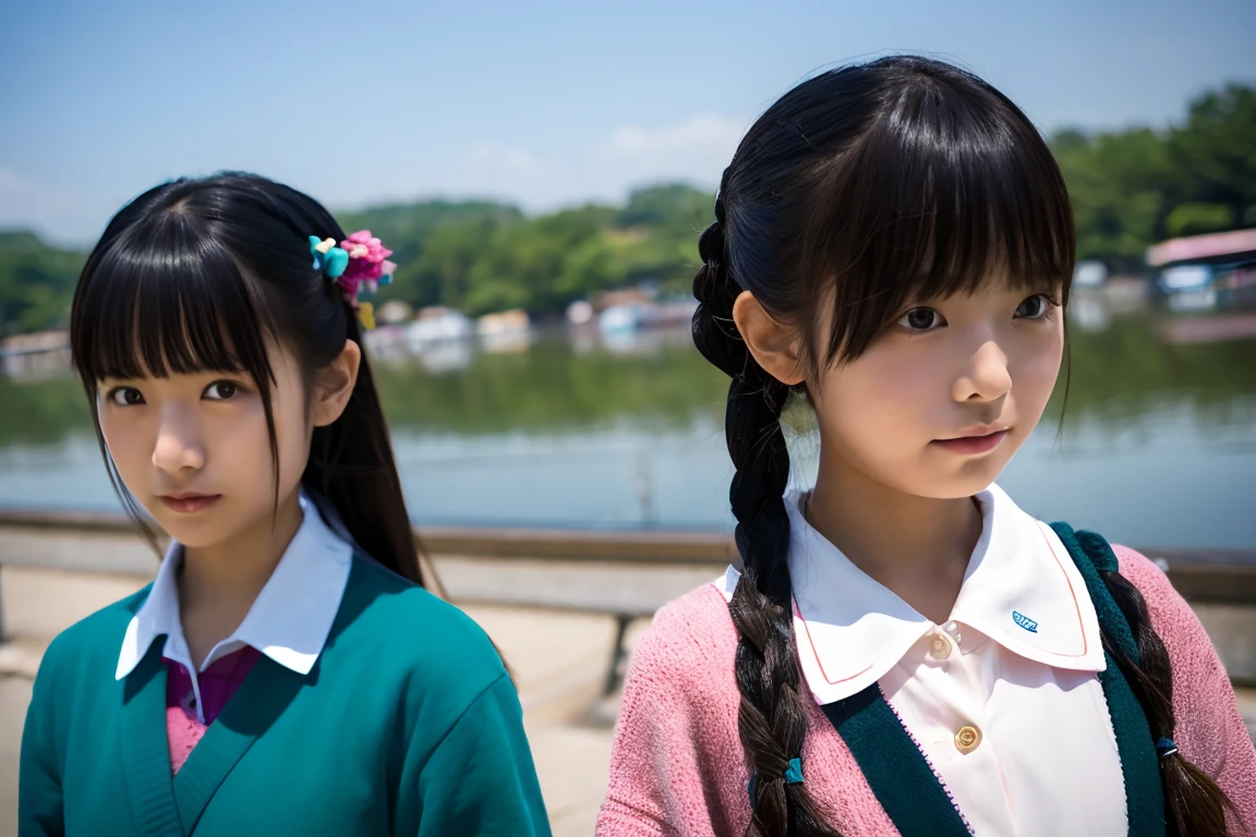 Very detailed super high quality super high quality Surreal photograph 3 Japanese girls (Each girl's hairstyle is randomly different、A different face:1.3) Smile Fair skin 16 years old ((Half-open lips:1.3)) Beautiful and soft skin ((Beautifully styled straight short hair)) Beautiful and perfect body very cute A beautiful and clear-skinned young man々New Skins 16 years old (High school girl wearing a sleeveless shirt) Big Breasts whole body Everyday City Busy city ((night)) Audience'perspective Front view (:1.3) (Cleavage) (Amazingly cute girl:1.3) (whole bodyポートレート)