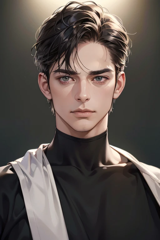 (Best quality,4K,8K,a high resolution,masterpiece:1.2),ultra detailed,(realistic,photorealistic,photo-realistic:1.37),39 year old man,Beautiful anime,portraits,strong,masculine,dark hair,Sharp jawline,Mesmerizing eyes,Perfectly styled hair,confident expression,bright colors,dynamic lighting,Brown eyes,(Black T-shirt),(dark skin),((mature man, man 40 years old)), (square jaw)